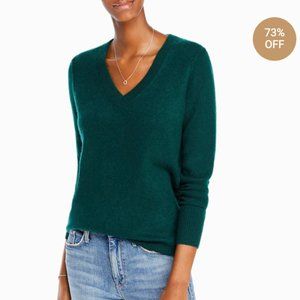 Aqua Hunter Green Cashmere V Neck Sweater